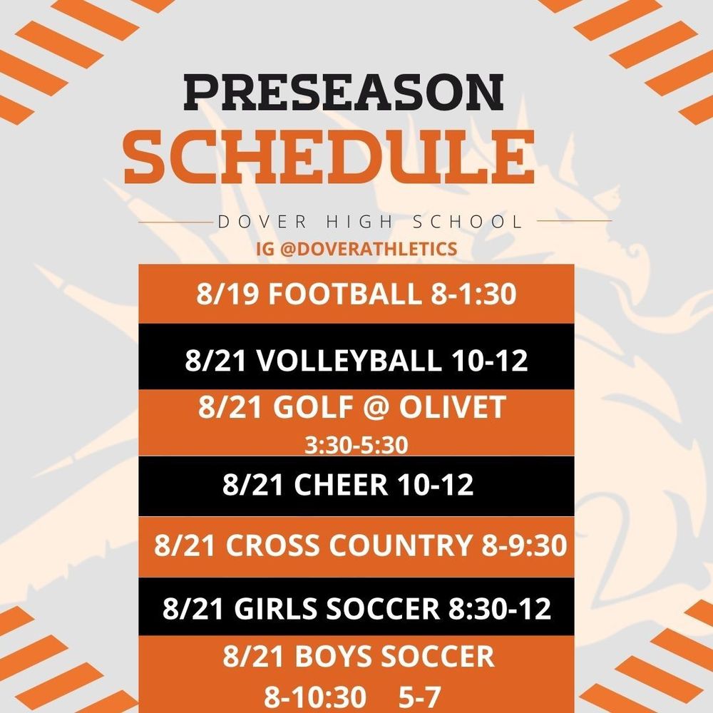 PreSeason Schedule Dover High School