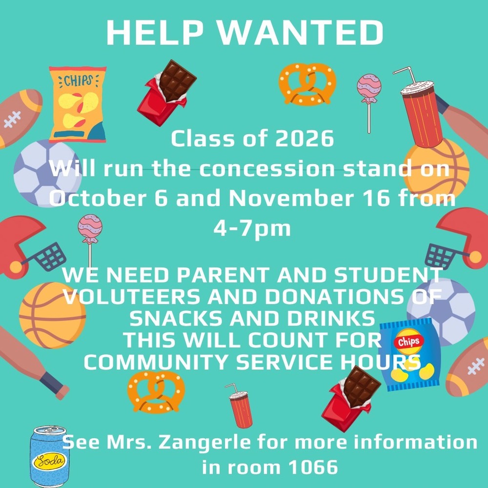 Help Wanted - Class of 2026 Concession Stand