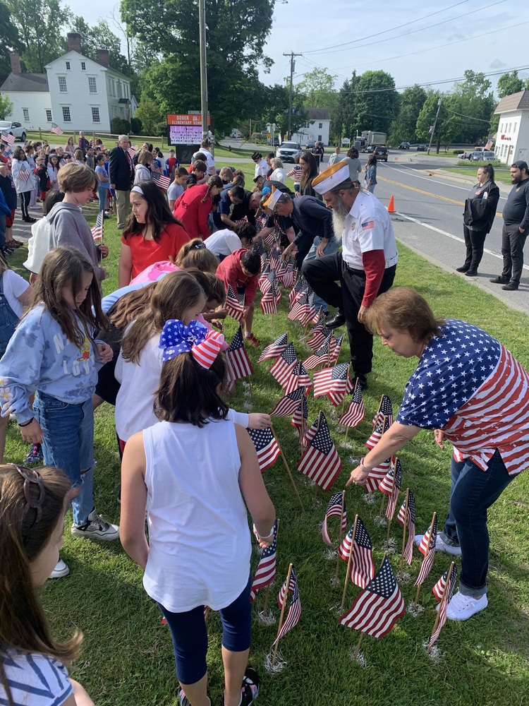 Memorial Day: Students placing flags along Rt 22